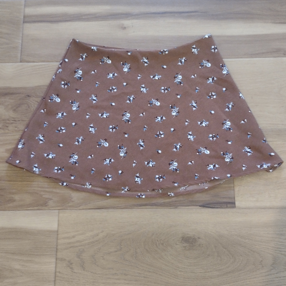 H&M Brown Floral Skater Skirt